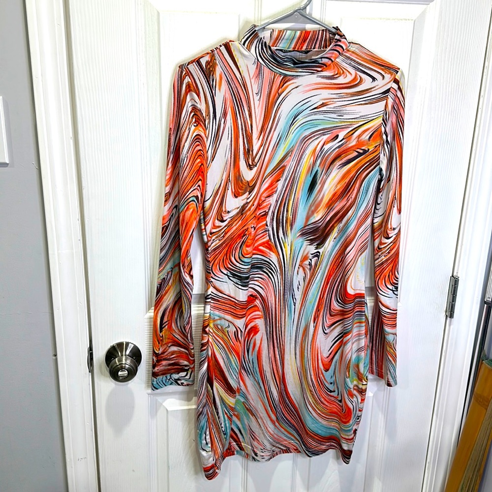 SHEIN Privé Mock-neck Marble
Bodycon Dress
